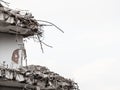 Ruins of building under destruction, urban scene. Royalty Free Stock Photo