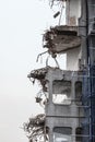 Ruins of building under destruction, urban scene. Royalty Free Stock Photo