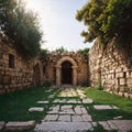 The ruins of the Byzantine church of St. Anne near the Maresha city in Beit Guvrin, Kiryat Gat, in Israel made with