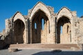 Ruins of Byzantine Church of the virgin of Burgh, Rhodes city, Greece Royalty Free Stock Photo
