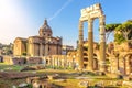 Ruins of the Caesar Forum and the Temple of Venus Genetrix in Rome, Italy Royalty Free Stock Photo