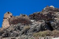 Ruins of the Castle of Akrotiri also known as Goulas or La Ponta, a former Venetian castle on the island of Santorini Royalty Free Stock Photo