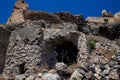 Ruins of the Castle of Akrotiri also known as Goulas or La Ponta, a former Venetian castle on the island of Santorini Royalty Free Stock Photo