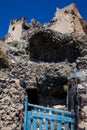 Ruins of the Castle of Akrotiri also known as Goulas or La Ponta, a former Venetian castle on the island of Santorini Royalty Free Stock Photo