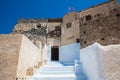 Ruins of the Castle of Akrotiri also known as Goulas or La Ponta, a former Venetian castle on the island of Santorini Royalty Free Stock Photo