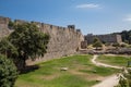 Ruins of the castle and city walls of Rhodes.