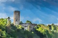 Ruins of castle Dobronice u Bechyne, Czech Republic - Watercolor style Royalty Free Stock Photo