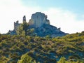 Ruins of the castle of Roquemartine also called castle of Queen Jeanne near Eyguieres in the Alpilles in Provence in France