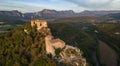 Ruins of the castle of Soyans in Provence in the DrÃ´me during sunset, France.