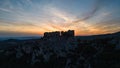 Ruins of the castle of Soyans in Provence in the DrÃ´me during sunset, France.