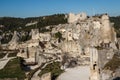 Ruins of the castle standing atop of picturesque village