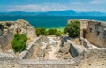 Ruins of Catullo`s Villa at Sirmione, on Lake Garda, Province of Brescia, Lombardy, Italy.