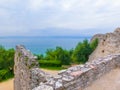 Ruins of Catullus Caves, roman villa in Sirmione, Garda Lake Royalty Free Stock Photo