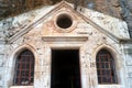 ruins of a chapel in a cave in the historic orthodox monastery of Katholiko in the mountains on the island of Crete Royalty Free Stock Photo