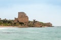 The ruins of the Chateau Pelerin fortress built by the Knights Templar during the fifth Crusade in the beginning of the 13th centu