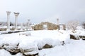 Ruins of Chersonesus in the snow Royalty Free Stock Photo