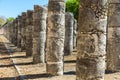 Ruins of Chichen Itza, Columns in the Temple of a Thousand Warriors,  Yucatan, Mexico Royalty Free Stock Photo