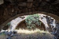 Ruins of a Christian monastery of the 6th century AD in the abandoned village of Deir Qeruh in the Golan Heights, Israel
