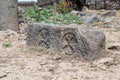 Ruins of a Christian monastery of the 6th century AD in the abandoned village of Deir Qeruh in the Golan Heights, Israel