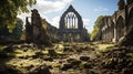 Ruins of the church. Generative AI.