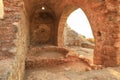 Ruins of the church of Hagia Anna or Hagioi Akindynoi in the medieval castle town of Monemvasia. Royalty Free Stock Photo