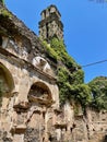 Ruins of church of old Franciscan monastery Orezza, convent d'orezza, in Piedicroce, Castagniccia, Corsica. Vertical. Royalty Free Stock Photo