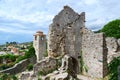 Ruins of church of St. Catherine and clock tower Royalty Free Stock Photo