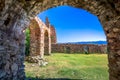 Ruins and churches of the medieval Byzantine ghost town-castle of Mystras, Peloponnese.