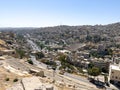 Ruins of Citadel Hill and cityscape from the top, Amman city, Jordan