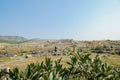 ruins of the city of pamukkale in turkey, view of the amphitheater and ruins