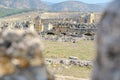 Ruins of the city of pamukkale in turkey, view of the amphitheater and ruins