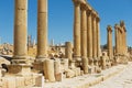 Ruins of the Colonnade street in the ancient Roman city of Gerasa modern Jerash in Jordan.