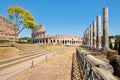 The ruins of the Colosseum and columns of the temple of Venus in