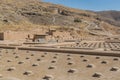 Ruins of columns in the Persepolis in Shiraz, Iran. The ceremonial capital of the Achaemenid Empire. UNESCO World Heritage Royalty Free Stock Photo