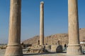 Ruins of columns in the Persepolis in Shiraz, Iran. The ceremonial capital of the Achaemenid Empire. UNESCO World Heritage Royalty Free Stock Photo