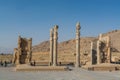 Ruins of columns in the Persepolis in Shiraz, Iran. The ceremonial capital of the Achaemenid Empire. UNESCO World Heritage Royalty Free Stock Photo