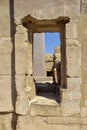 Ruins of complex of Karnak temple ancient Thebes. Luxor, Egypt Vertical photo. Royalty Free Stock Photo