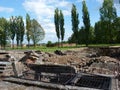 The ruins of the crematoria in the former concentration camp. Auschwitz Birkenau