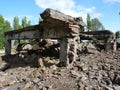 The ruins of the crematoria in the former concentration camp. Auschwitz Birkenau