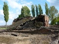 The ruins of the crematoria in the former concentration camp. Auschwitz Birkenau