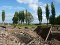 The ruins of the crematoria in the former concentration camp. Auschwitz Birkenau