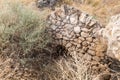 The  ruins of the crusader fortress - Templar - Toron des Chevaliers of the 12th century. Captured and destroyed Salah ad Din. Royalty Free Stock Photo