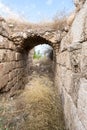 The  ruins of the crusader fortress - Templar - Toron des Chevaliers of the 12th century. Captured and destroyed Salah ad Din. Royalty Free Stock Photo