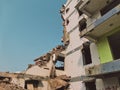ruins of demolished apartment in Wuhan city