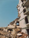 ruins of demolished apartment in Wuhan city