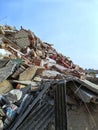 Ruins of demolished apartments