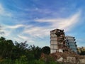 Demolished apartment in the sunset, wuhan city