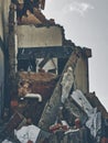 Ruins of demolished old apartments