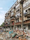ruins of demolished old apartments in Wuhan city china