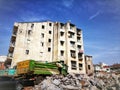 ruins of demolished residential apartments in Wuhan city hubei province china